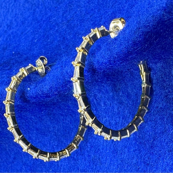 Nordstrom Gold tone and Crystal Hoop earrings. - Picture 2 of 8